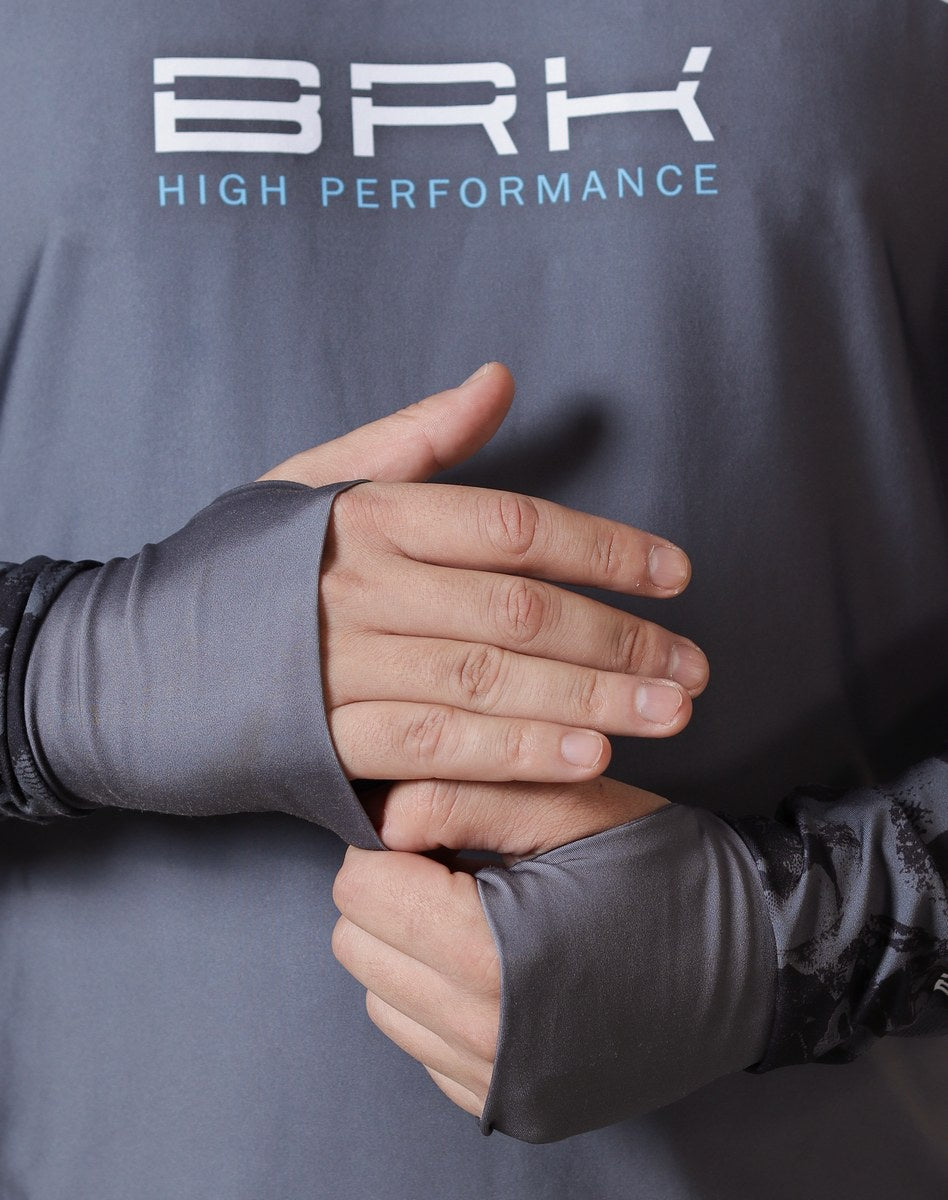 Camisa FusionX Brk Deep Camuflada Parcial Cinza com Capuz e Proteção UV50+ Envio Imediato Brk Fishing