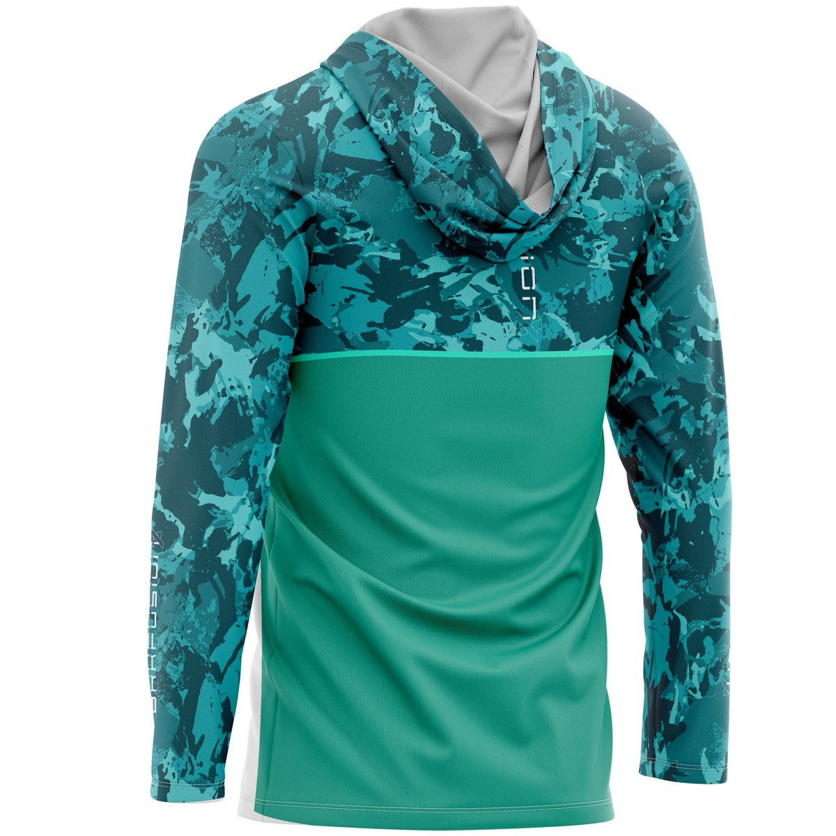Camisa FusionX Brk Camuflada Verde Água com Capuz e Proteção UV50+ - Brk Fishing