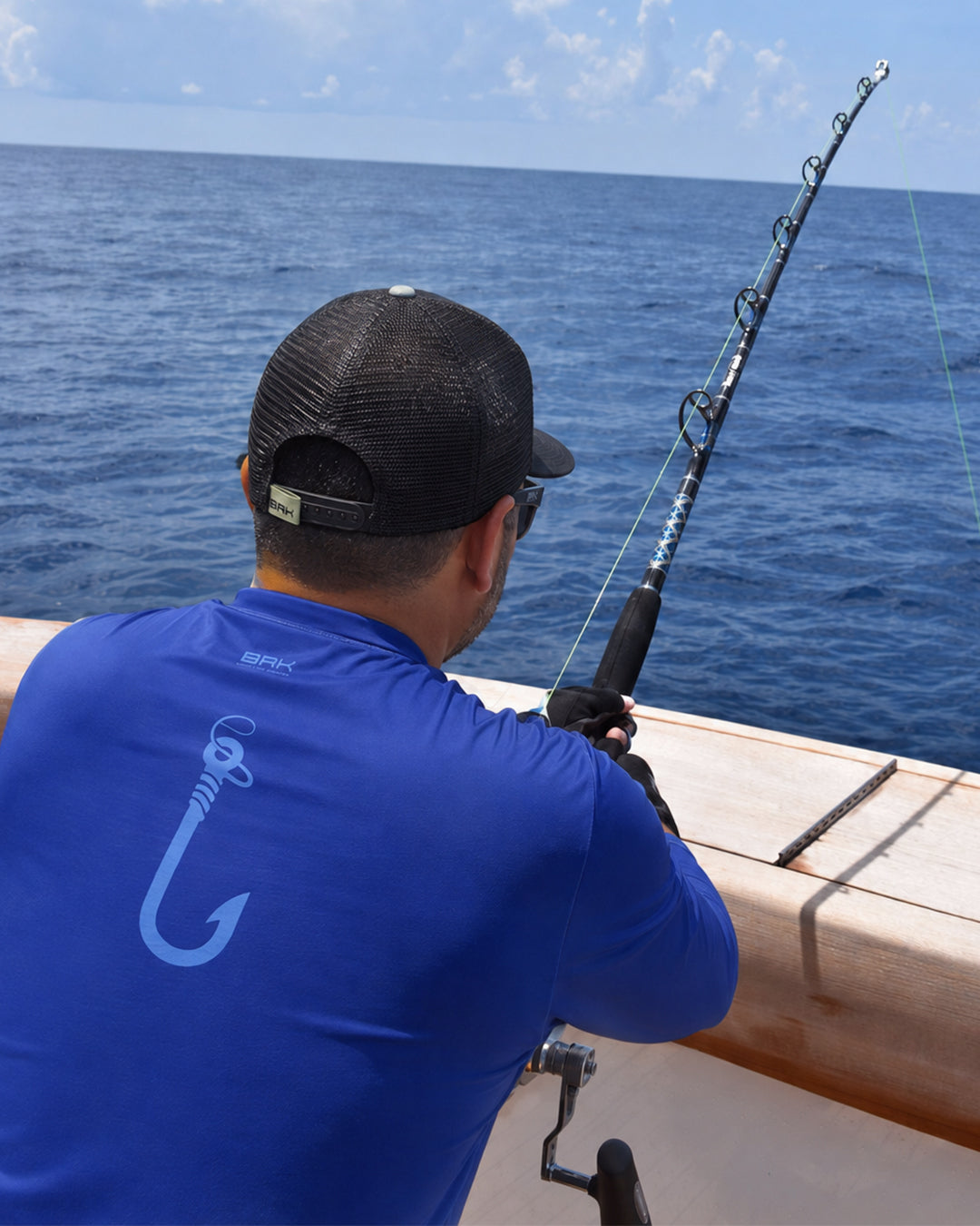 Camisa de Pesca em Alto Mar Anzol Azul com Proteção UV50