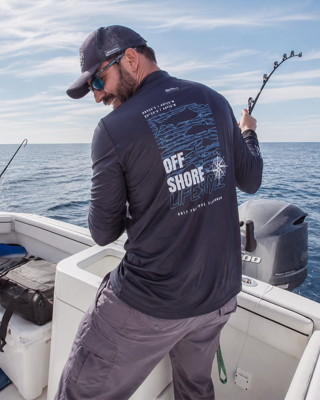 Camisa de Pesca em Alto Mar Offshore Lifestyle com Proteção UV50