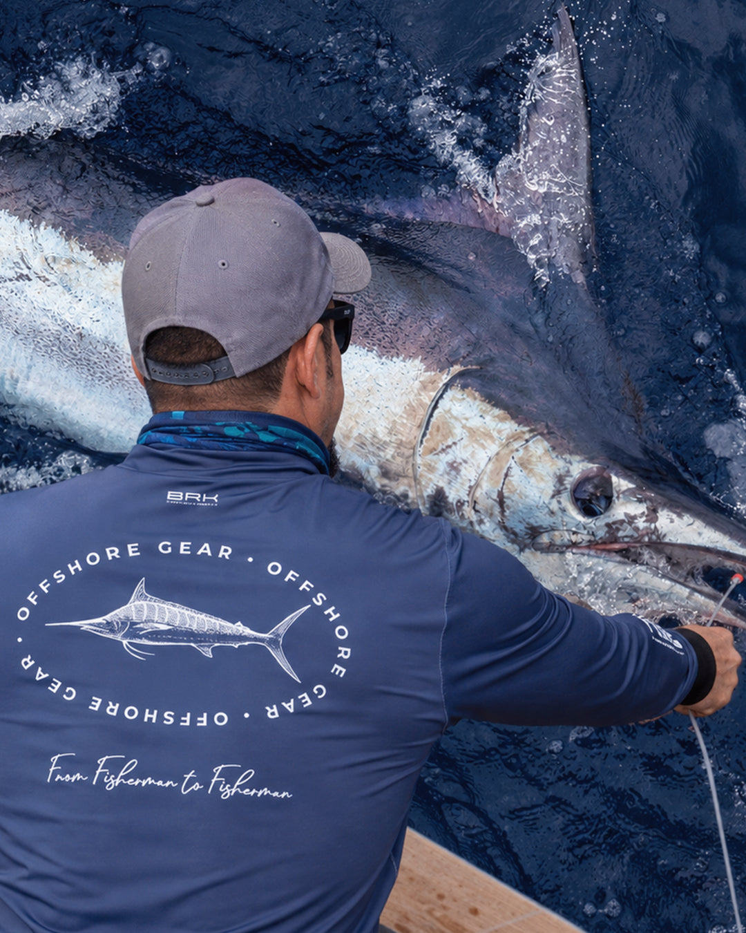 Camisa de Pesca em Alto Mar Azul Escuro Marlim com Proteção UV50