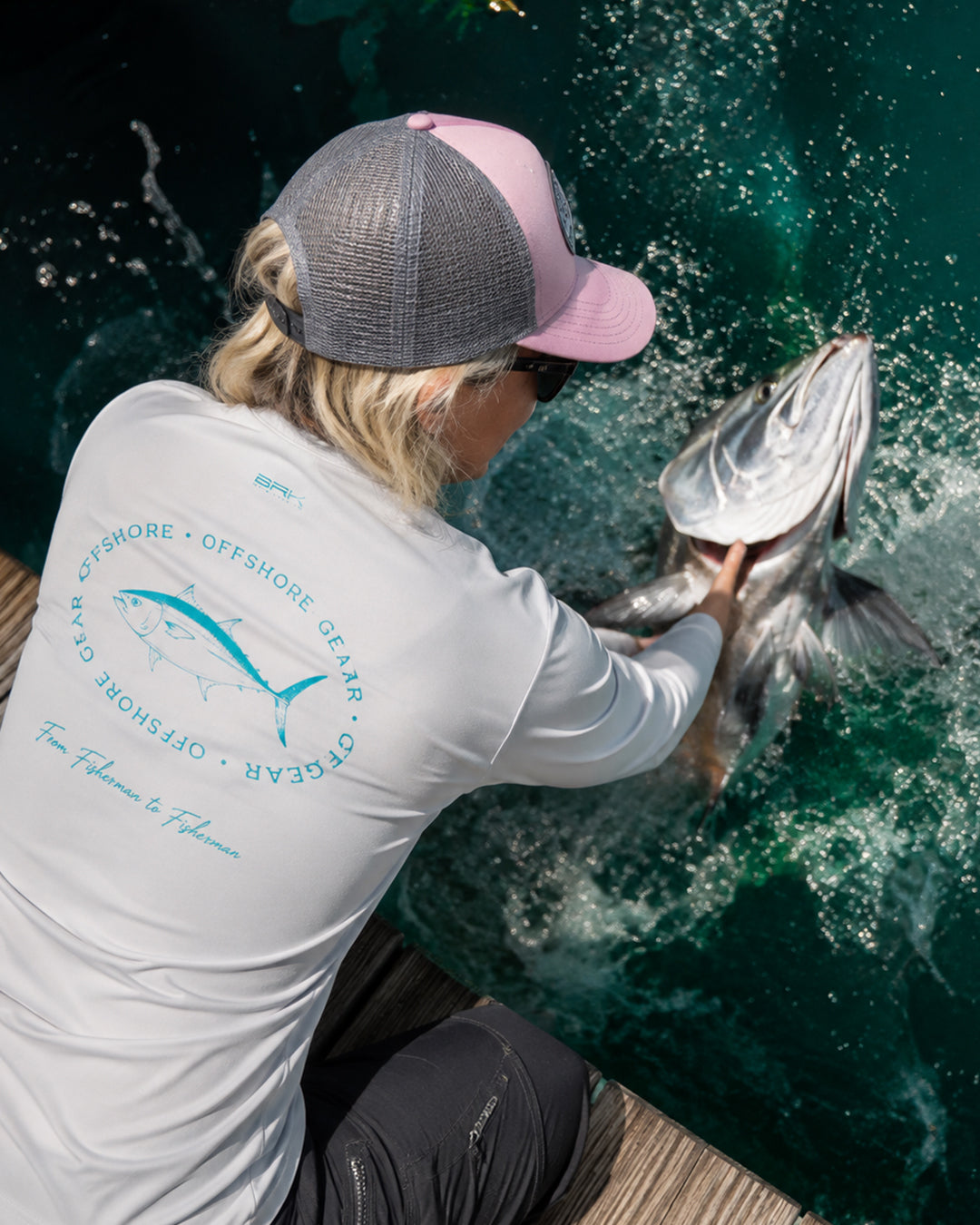 Camisa de Pesca Feminina Brk Offshore Gear Atum Branco com Proteção Solar UV50+