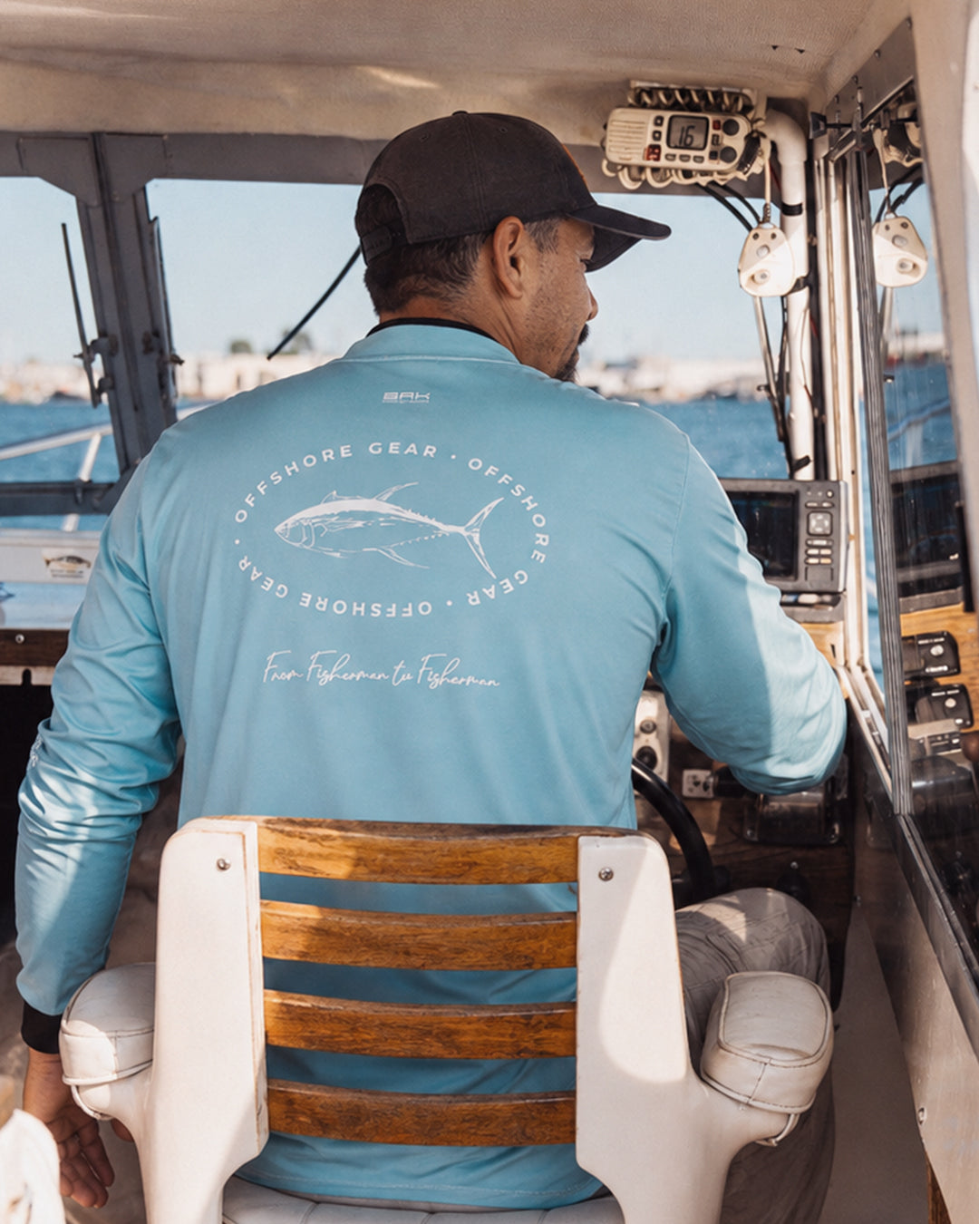 Camisa de Pesca em Alto Mar Azul Atum com Proteção UV50