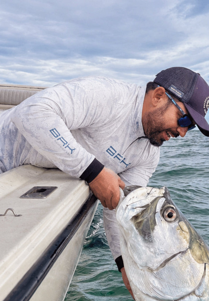 Camisa de Pesca em Alto Mar Camuflado Branco com Proteção UV50