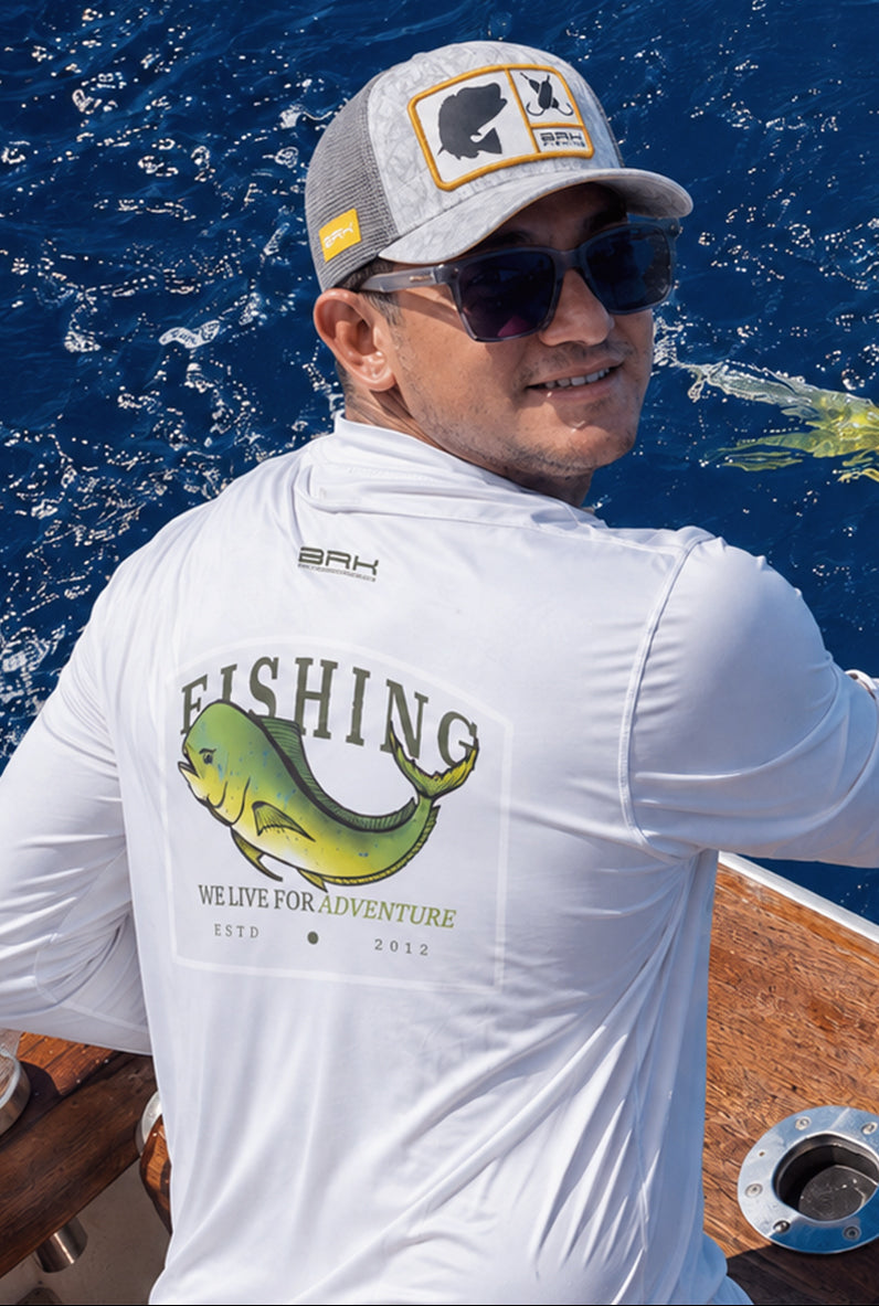 Camisa de Pesca em Alto Mar Peixe Dourado com Proteção UV50