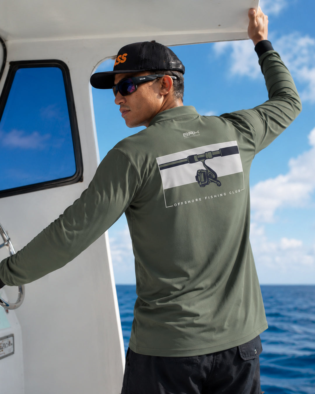 Camisa de Pesca em Alto Mar Offshore Fishing Club Vara de Pesca com Proteção UV50