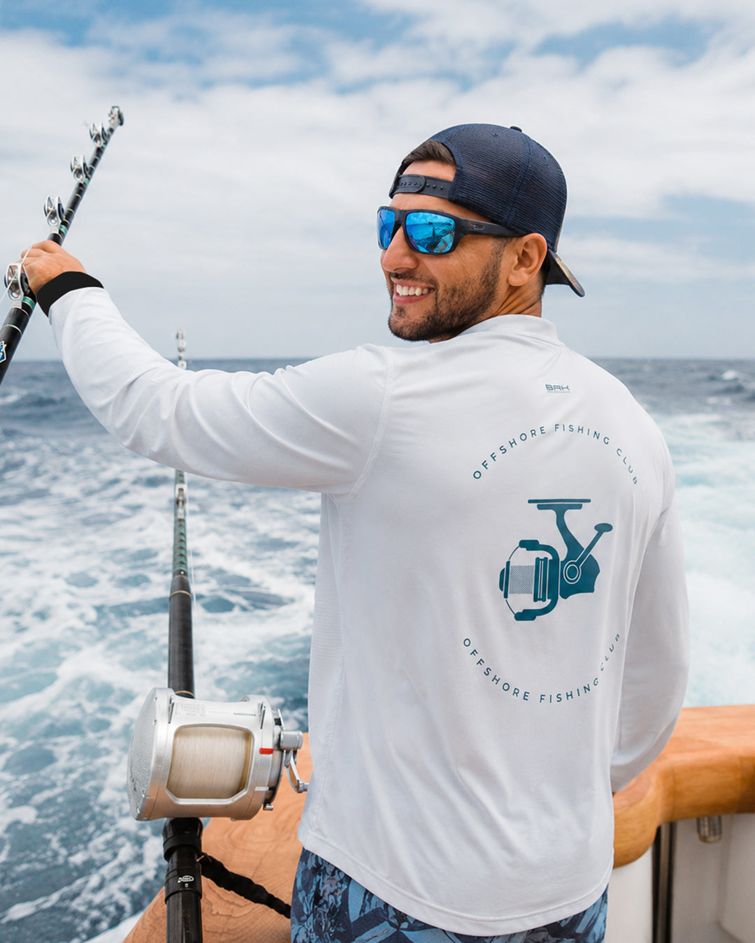 Camisa de Pesca em Alto Mar Offshore Fishing Club Carretilha com Proteção UV50