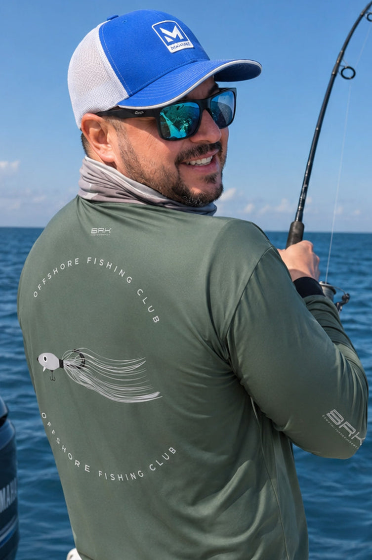 Camisa de Pesca em Alto Mar Jig Head Verde Fishing Club com Proteção UV50