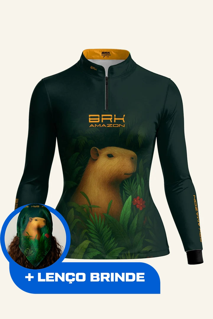 Camisa Feminina Brk Amazon Capivara com Proteção UV50 Brk Fishing