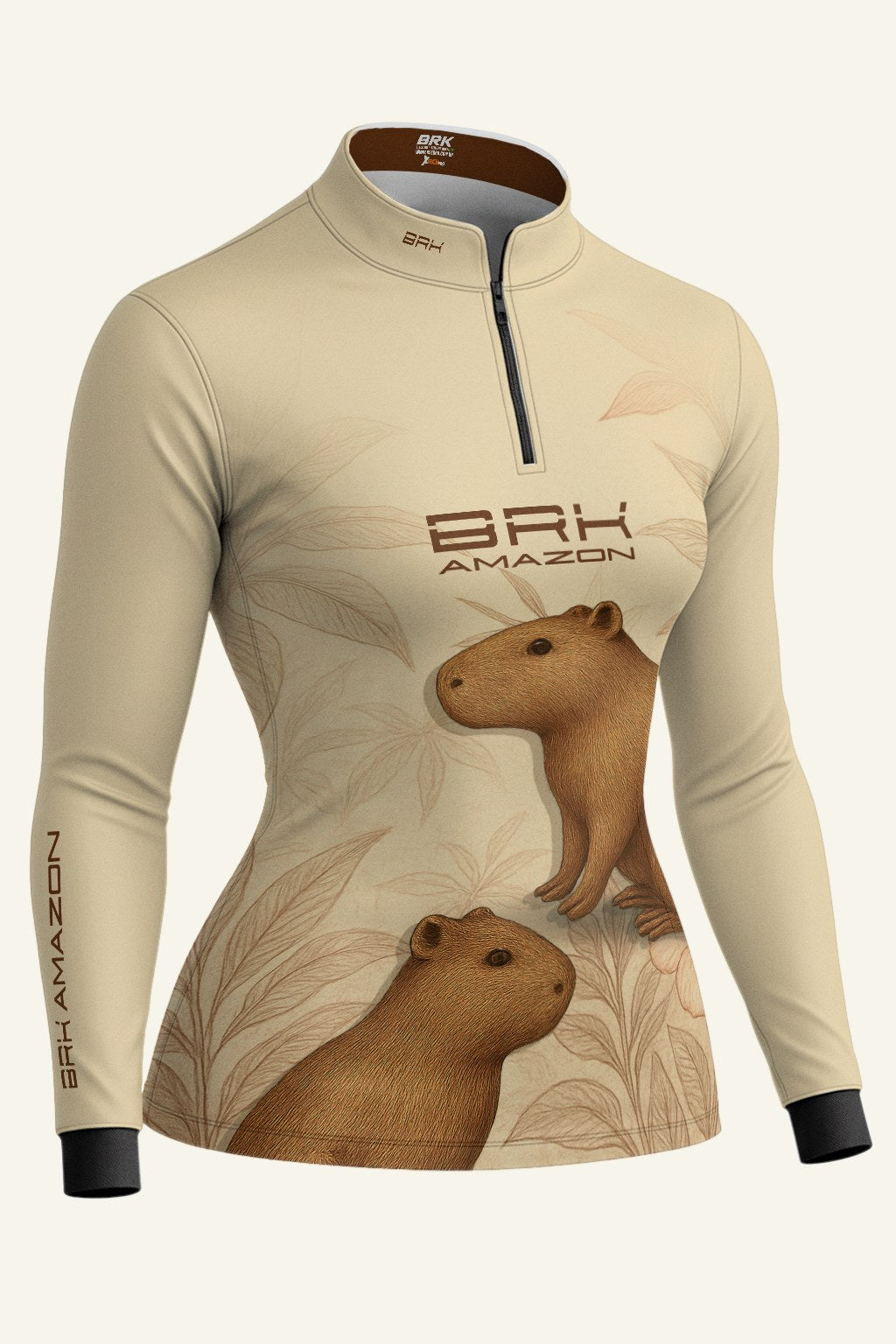 Camisa Feminina Brk Amazon Capivara Floral com Proteção UV50 Brk Fishing