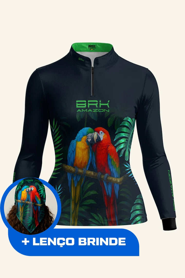 Camisa Feminina Brk Amazon Casal de Araras com Proteção UV50 Brk Fishing