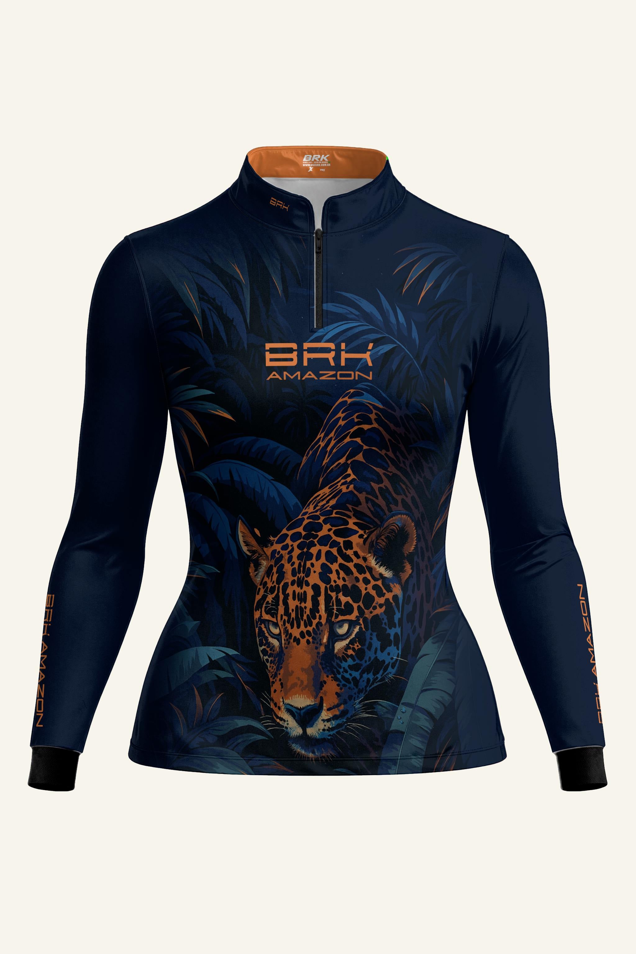 Camisa Feminina Brk Amazon Onça Azul com Proteção UV50 Brk Fishing