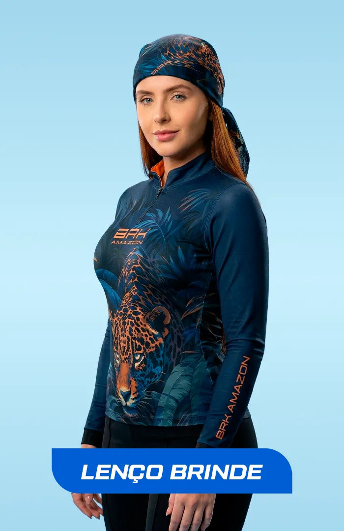 Camisa Feminina Brk Amazon Onça Azul com Proteção UV50