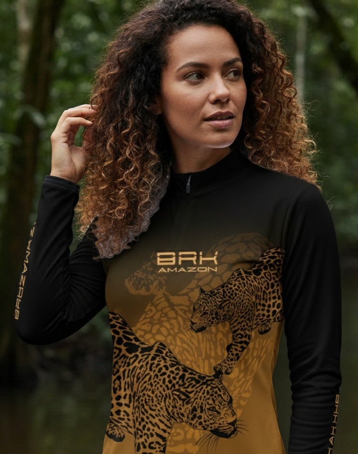 Camisa Feminina Brk Amazon Onça com Proteção UV50 Brk Fishing