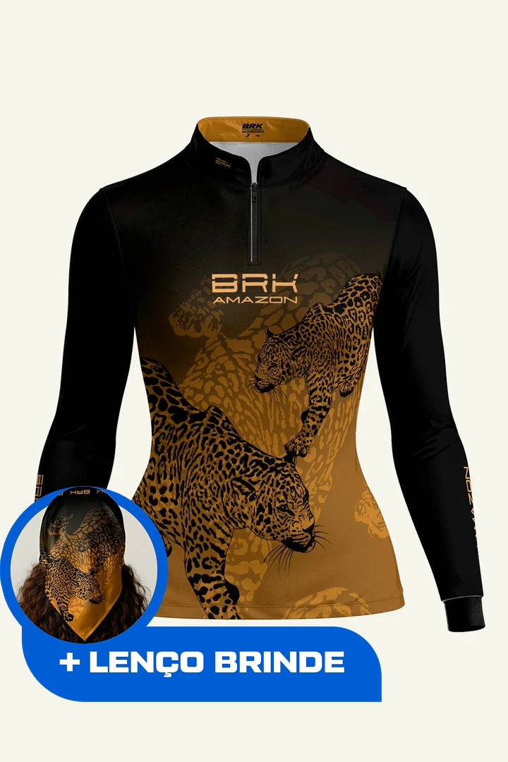 Camisa Feminina Brk Amazon Onça com Proteção UV50 Brk Fishing