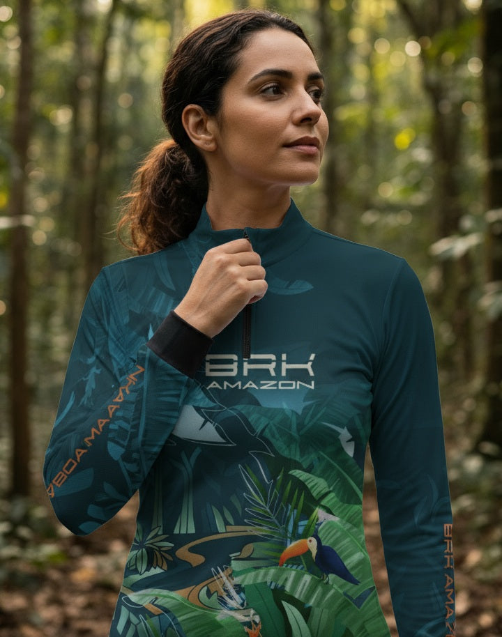 Camisa Feminina Brk Amazon Fauna e Flora com Proteção UV50 Brk Fishing