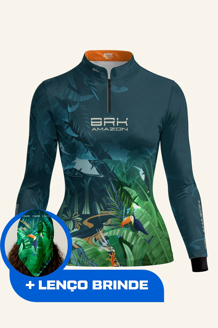Camisa Feminina Brk Amazon Fauna e Flora com Proteção UV50 Brk Fishing