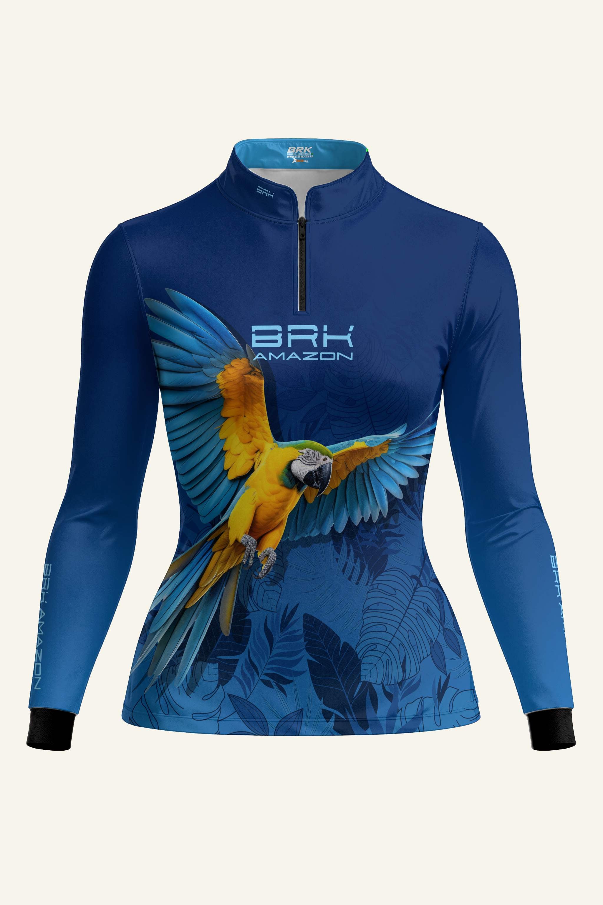 Camisa Feminina Brk Amazon Arara Azul com Proteção UV50 Brk Fishing