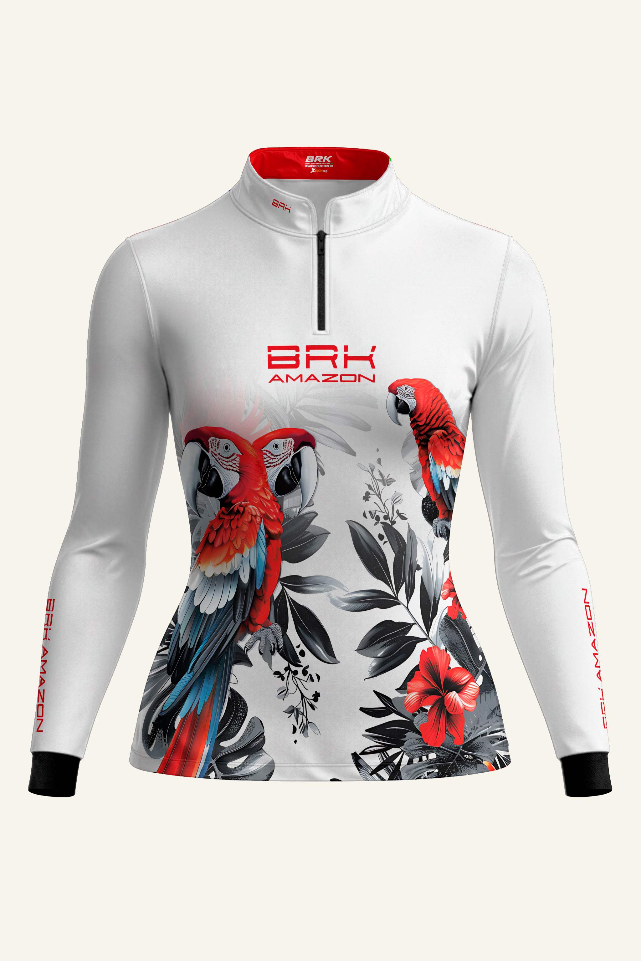 Camisa Feminina Brk Amazon Arara Vermelha com Proteção UV50 Brk Fishing