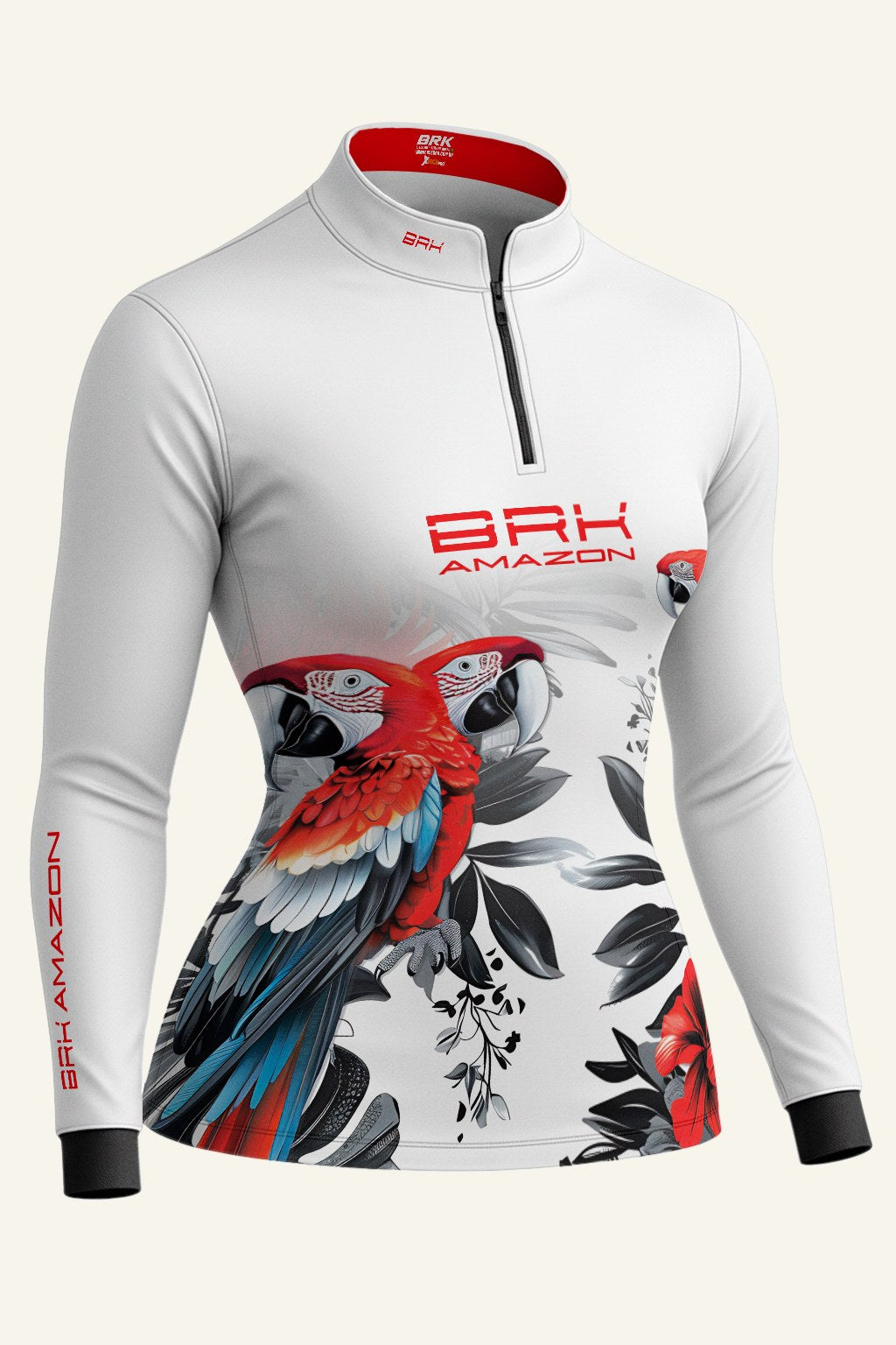 Camisa Feminina Brk Amazon Arara Vermelha com Proteção UV50 Brk Fishing