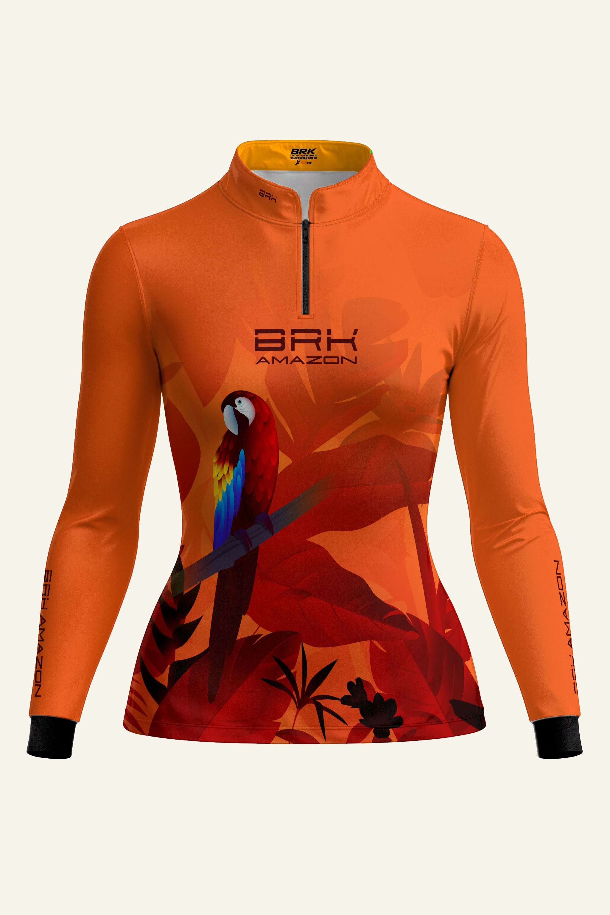 Camisa Feminina Brk Amazon Arara Vermelha Floral com Proteção UV50 Brk Fishing