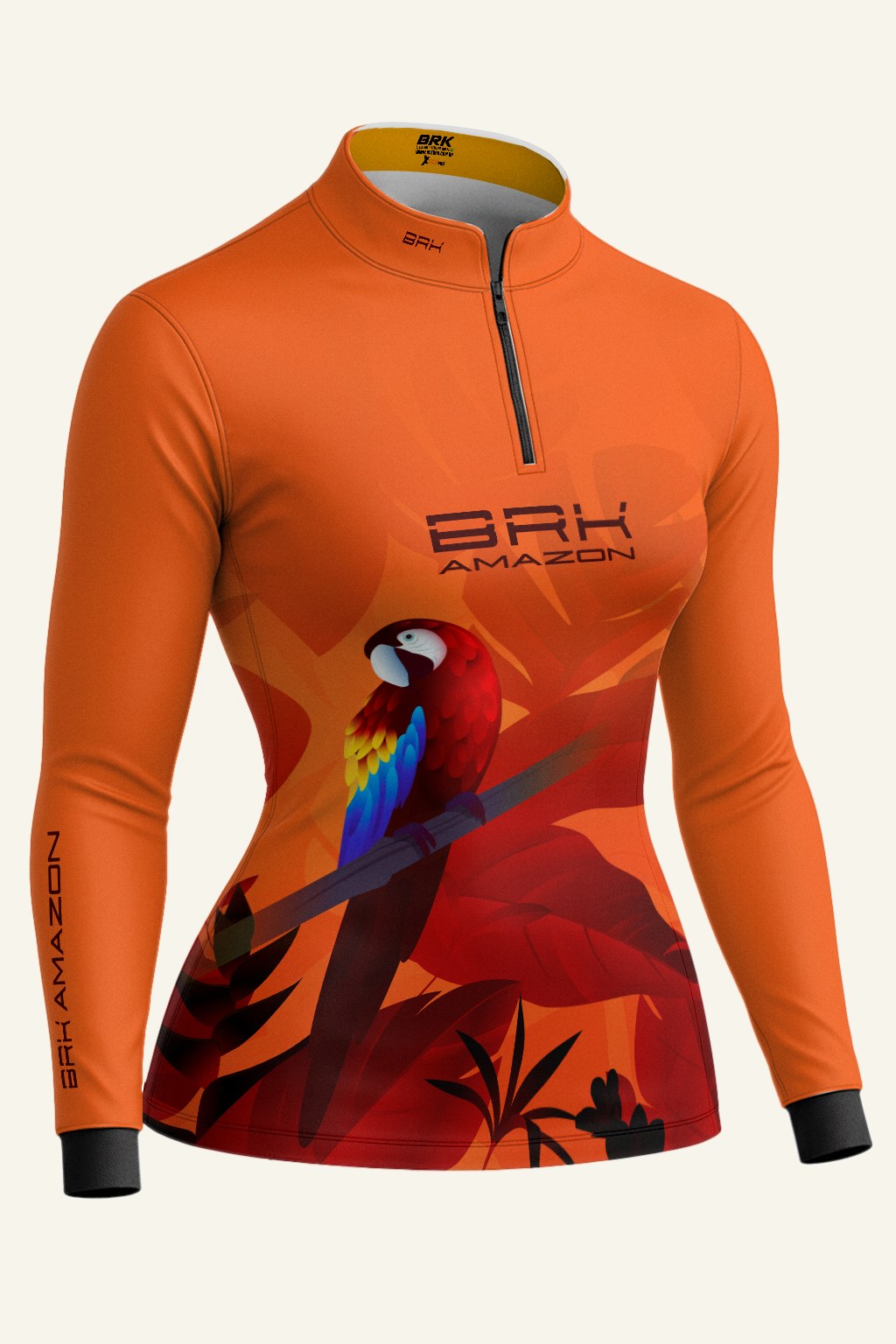 Camisa Feminina Brk Amazon Arara Vermelha Floral com Proteção UV50 Brk Fishing