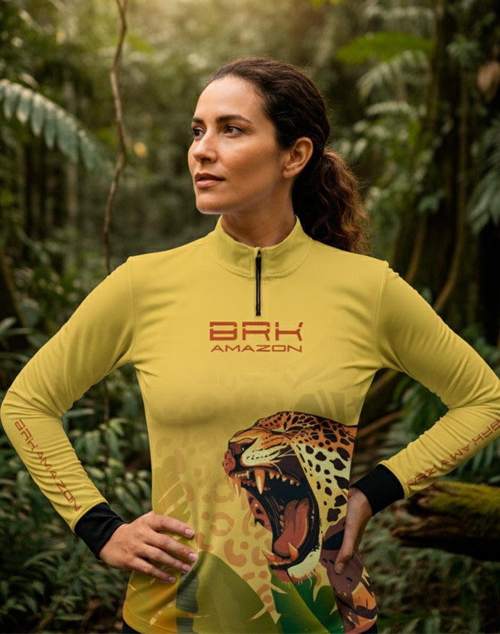 Camisa Feminina Brk Amazon Onça com Proteção UV50 Brk Fishing