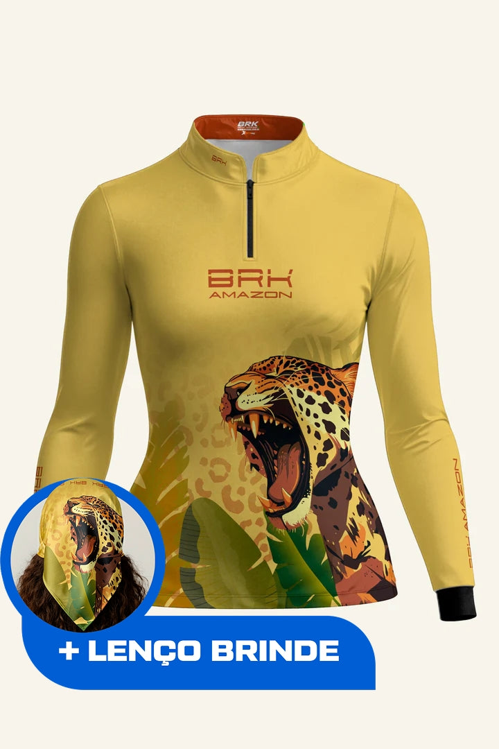 Camisa Feminina Brk Amazon Onça com Proteção UV50 Brk Fishing