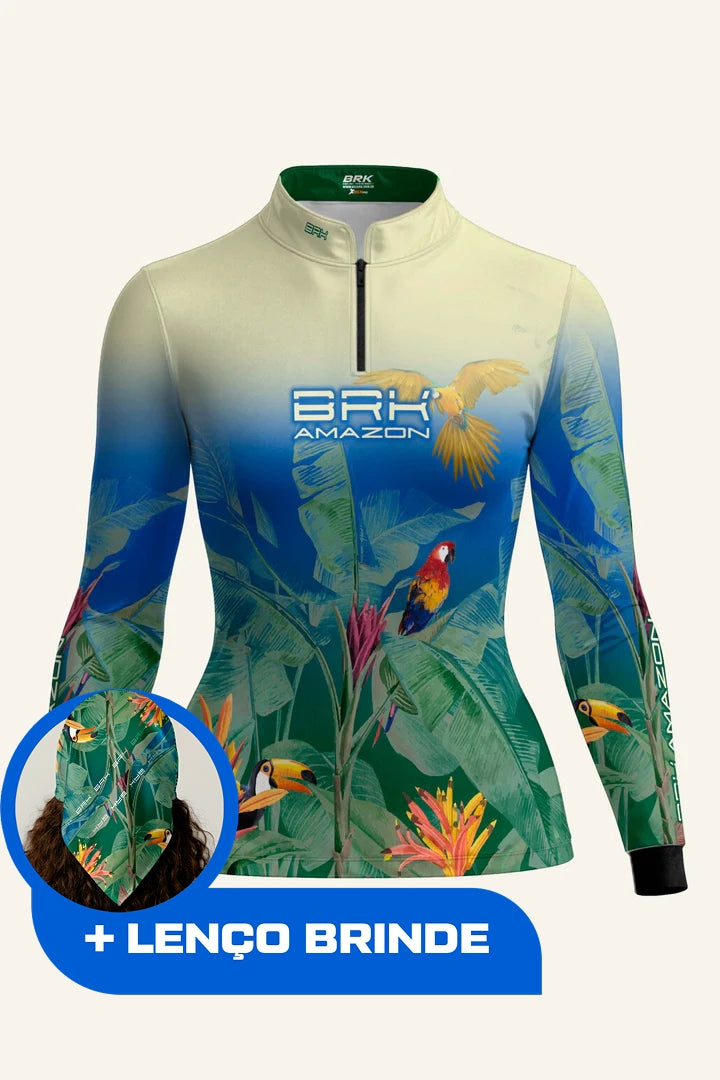 Camisa Feminina Brk Amazon Araras e Tucanos com Proteção UV50 Brk Fishing