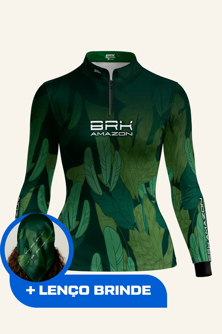 Camisa Feminina Brk Amazon Floresta com Proteção UV50 Brk Fishing
