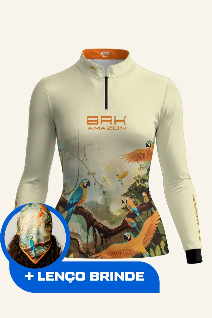 Camisa Feminina Brk Amazon Araras com Proteção UV50 Brk Fishing