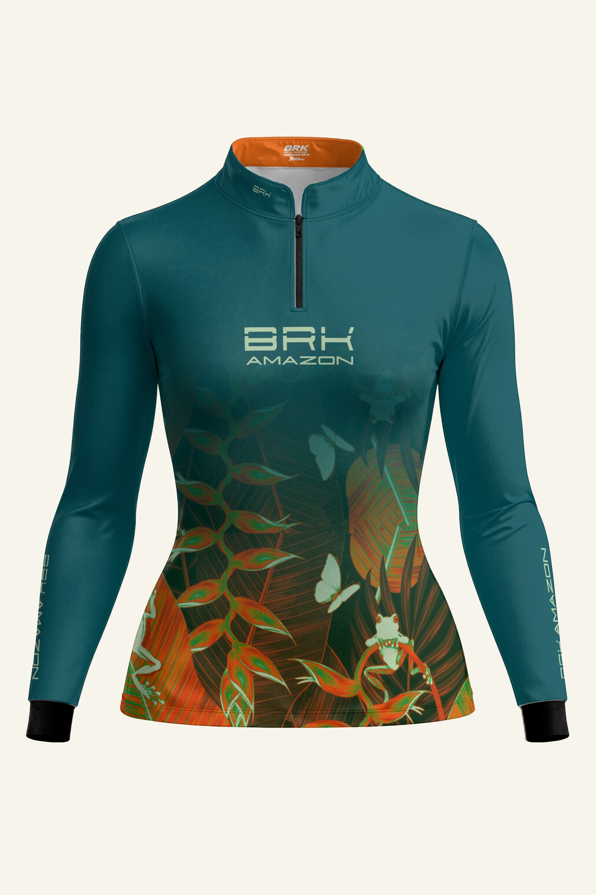 Camisa Feminina Brk Amazon Folhas com Proteção UV50 Brk Fishing