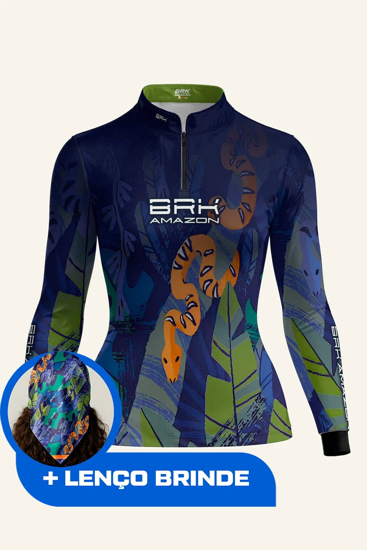 Camisa Feminina Brk Amazon Cobra com Proteção UV50 Brk Fishing