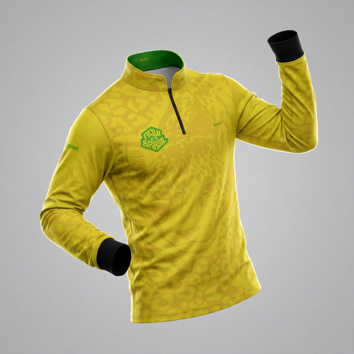 Camisa Brk Aqui é o Brasil Onça Pintada Amarela com Proteção UV50