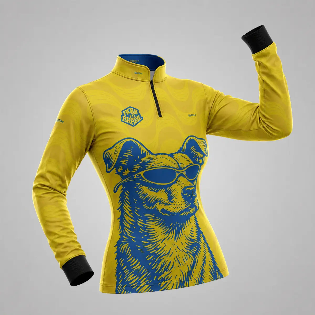 Camisa Brk Feminina Aqui é o Brasil Caramelo de Óculos Amarela com Proteção UV50