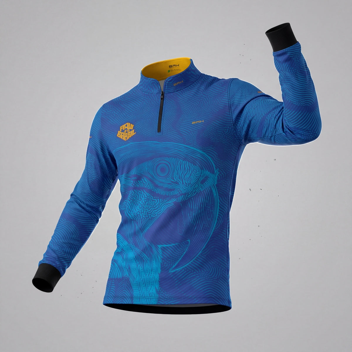 Camisa Brk Aqui é o Brasil Arara Sombreada Azul Royal com Proteção UV50