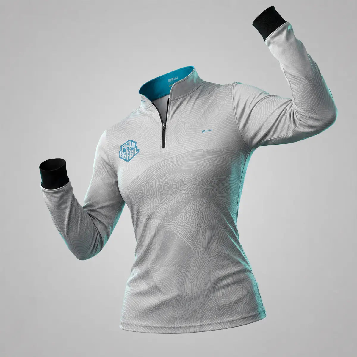 Camisa Brk Feminina Aqui é o Brasil Arara Sombreada Branca com Proteção UV50