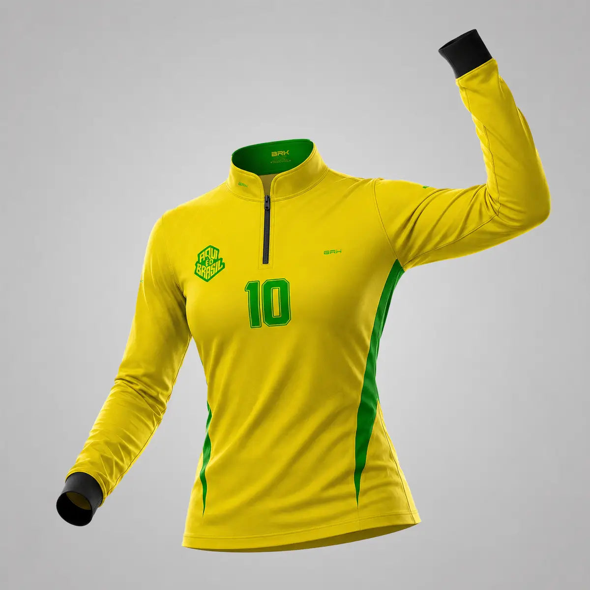 Camisa Brk Feminina Aqui é o Brasil Clássica 10 Amarela com Proteção UV50