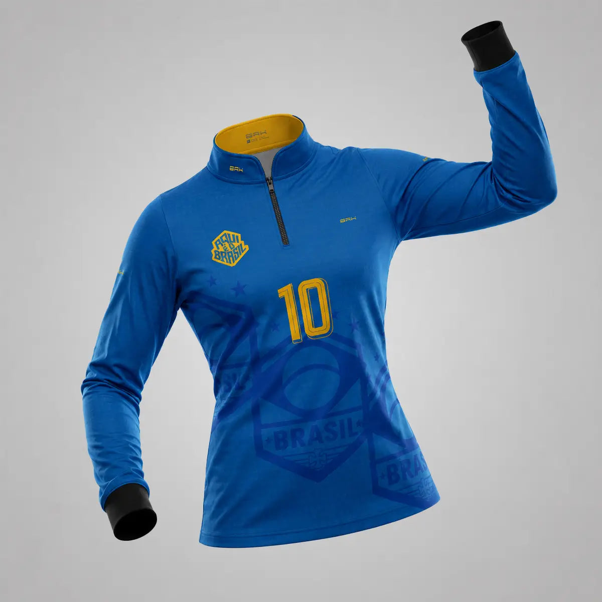 Camisa Brk Feminina Aqui é o Brasil Escudo 10 Azul Royal com Proteção UV50