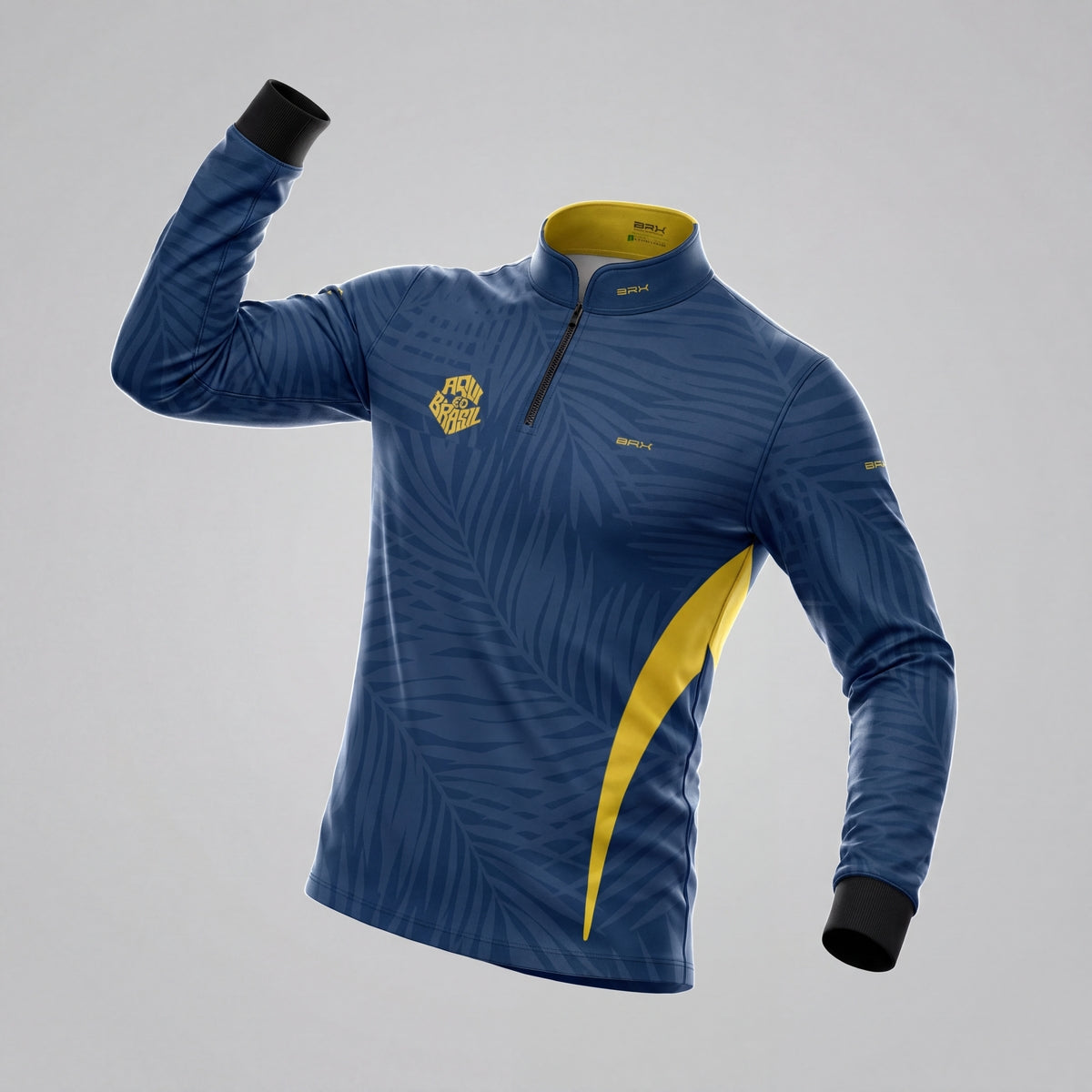 Camisa Brk Aqui é o Brasil Tropical Azul Marinho com Proteção UV50