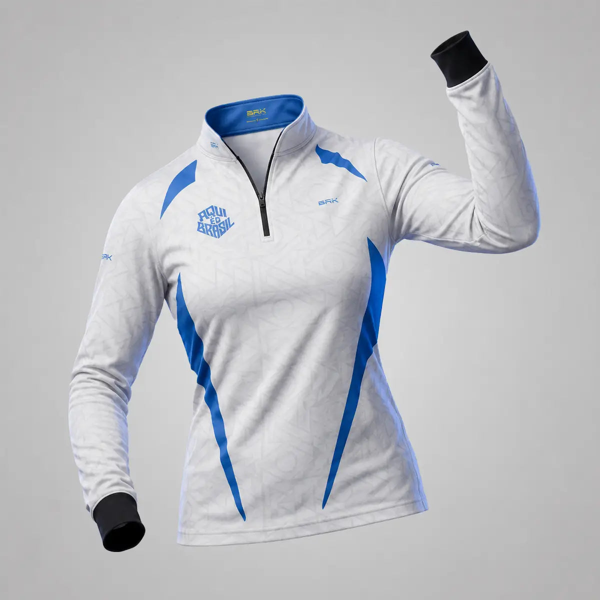 Camisa Brk Feminina Aqui é o Brasil Bandeira Geométrica Branca com Proteção UV50