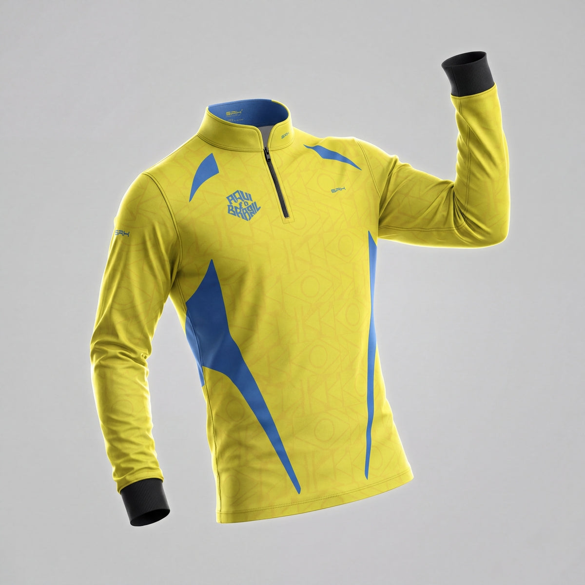 Camisa Brk Aqui é o Brasil Bandeira Geométrica Amarela com Proteção UV50