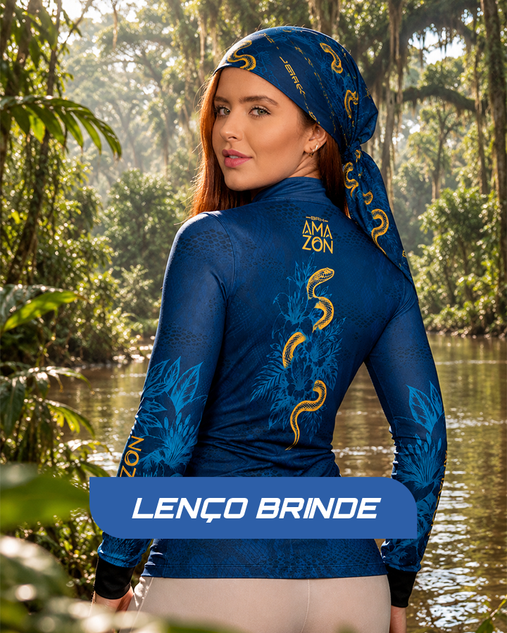 Camisa Feminina Amazon Cobra Amazônica Azul Escuro