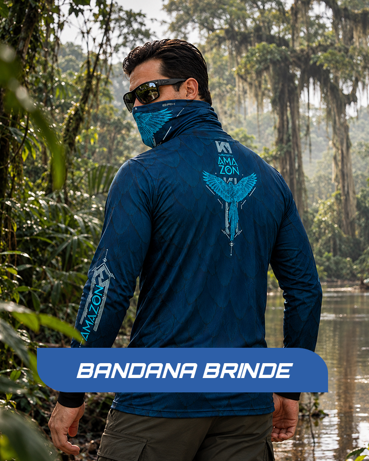 Camisa Amazon Arara-Azul Azul Petróleo