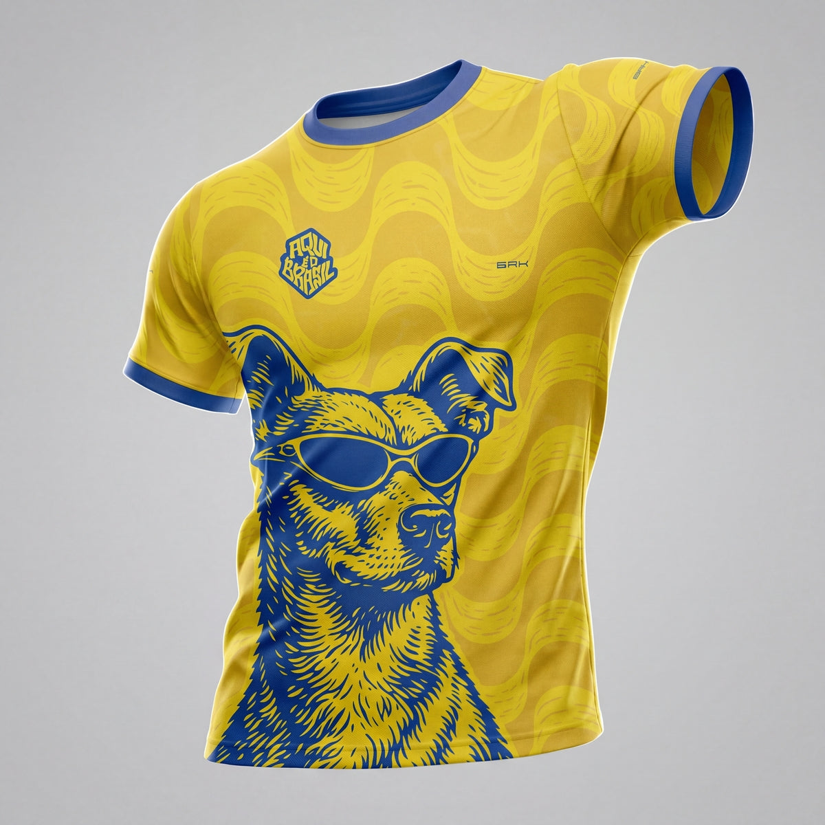 Camisa Casual Brk Aqui é o Brasil Caramelo de Óculos Amarelo com Proteção UV50