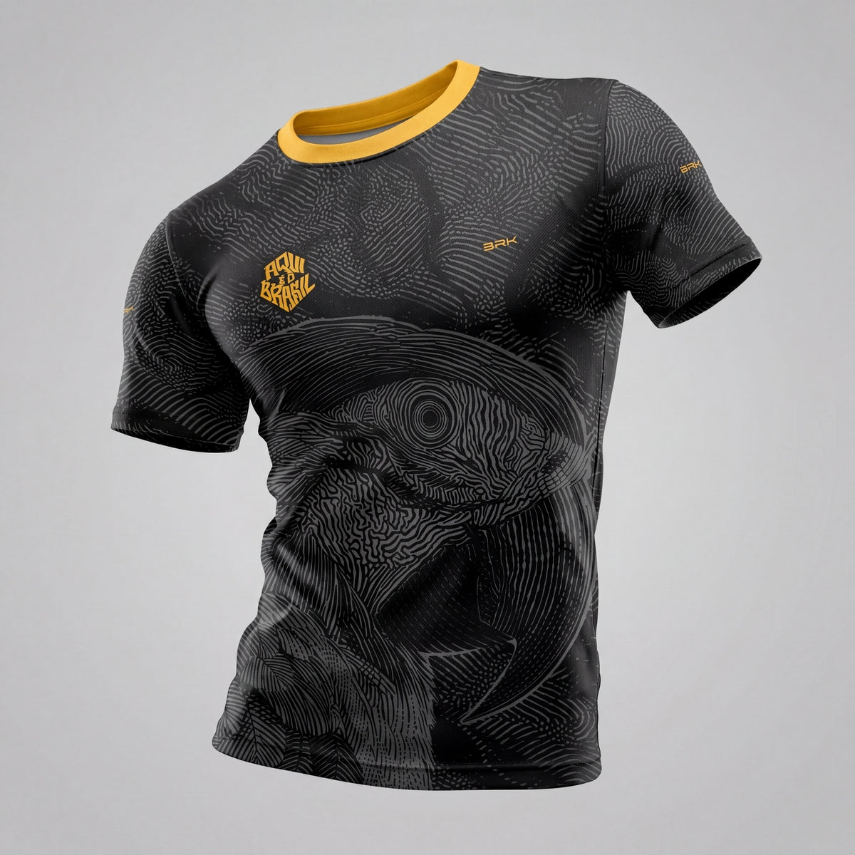 Camisa Casual Brk Aqui é o Brasil Arara Sombreada Preta com Proteção UV50