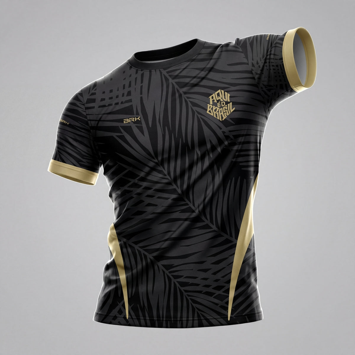 Camisa Casual Brk Aqui é o Brasil Tropical Preta com Proteção UV50