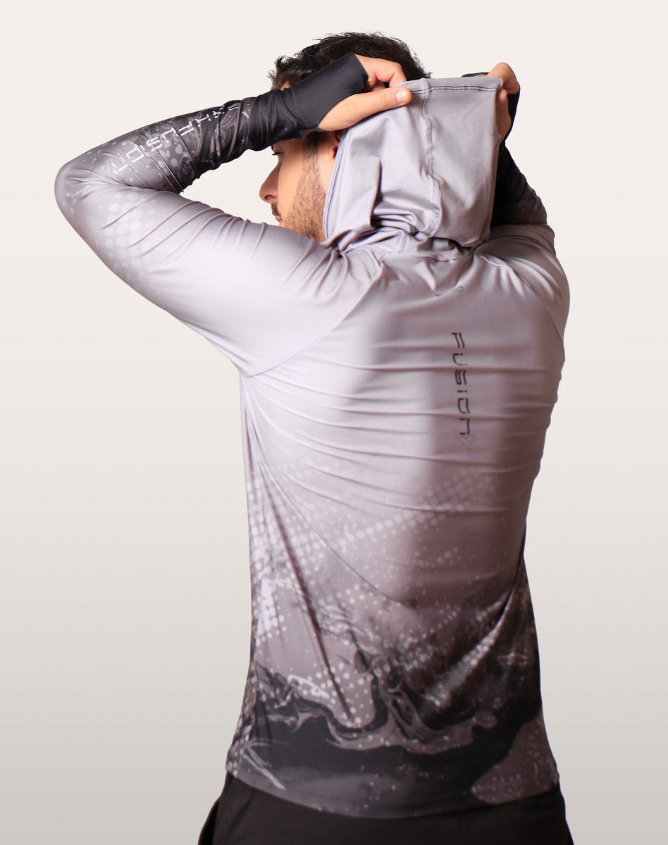Camisa FusionX Brk Galaxy Cinza com Capuz e Proteção UV50+ - Brk Fishing