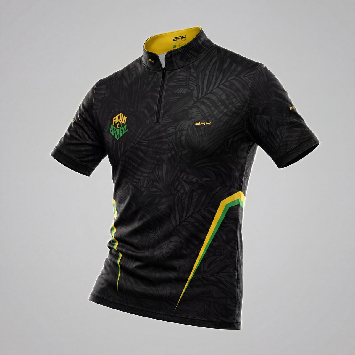Camiseta Brk Aqui é o Brasil Folhagem Preta com Proteção UV50