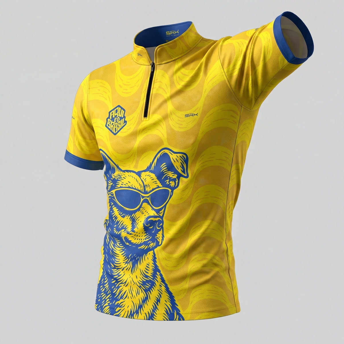 Camiseta Brk Aqui é o Brasil Caramelo de Óculos Amarela com Proteção UV50